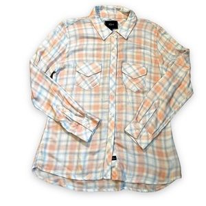 Rails Kendra  Plaid Flannel Shirt  Pink Blue Pockets Super Soft Size Large